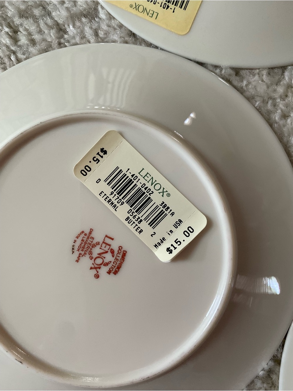 Lenox Eternal set of 6 Butter Plates Cream with Gold Rim. NWT - Picture 6 of 7